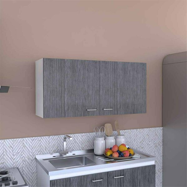 Depot E-Shop Salento Wall Double Door Cabinet, White & Smokey Oak DE-MBI6560